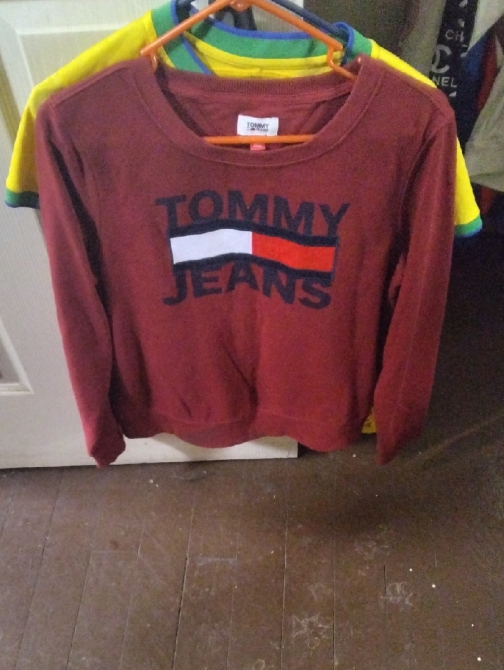 Tommy Hilfiger Maroon Logo Crew Sweatshirt
